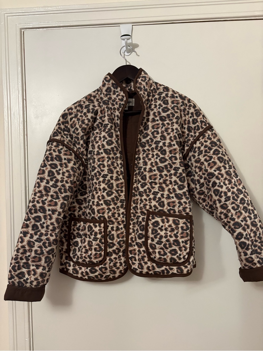 Cheetah print quilted jacket